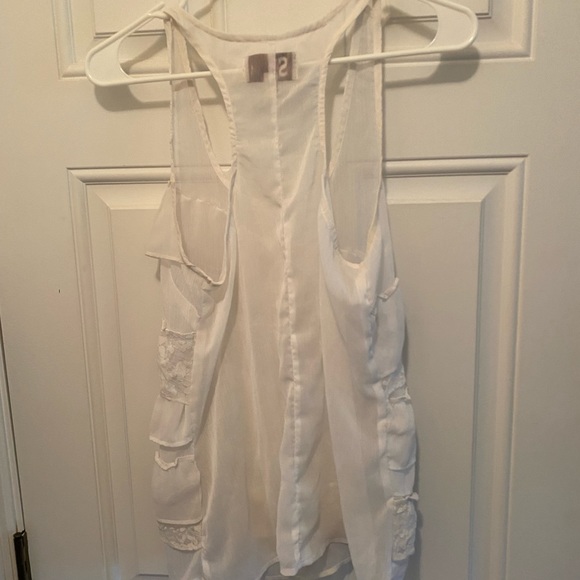 SO White Chiffon tiered Ruffle Tank size M - Picture 4 of 6